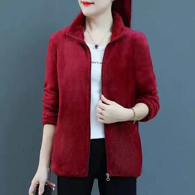 Áo Khoác Lông Cừu Cực, Hai Mặt, Dành Cho Nữ, Ngắn, Ngoại Cỡ, Lông Cừu San Hô, Mùa Đông, Dày Dặn, Áo Lông Cừu Giữ Nhiệt, Áo Len Nữ, 2024 Women Top 6
