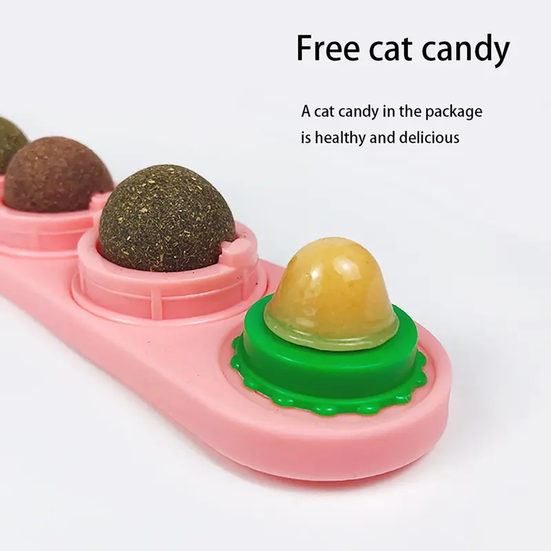Rotating Catnip Ball Toy, 1 Count Removable Adhesive Cat Toy, Dental Health Snack, Anxiety Relief Pet Supplies, Interactive Stress Relief Gifts 5