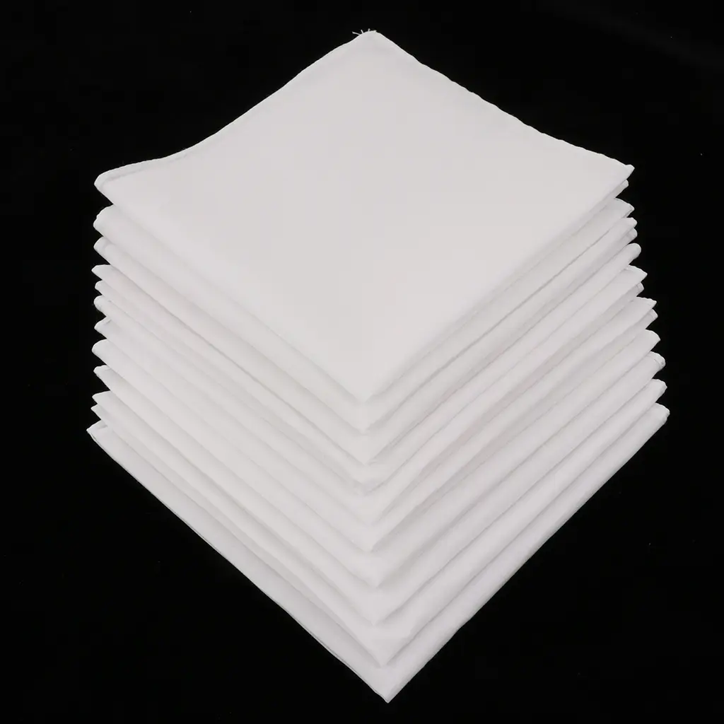 5/ 10pcs men's women's white handkerchiefs Cotton Square Towel Super soft and washable Handkerchief Pocket Towel 28 Pocket Towel