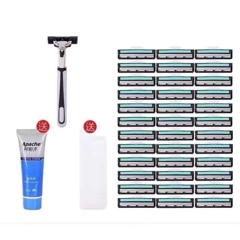 ￼Set dao cạo râu và 36 lưỡi dao kép chính hiệu Luxury, tặng kèm tuýp kem cạo râu, giúp bạn cạo không đau, sảng khoái 3
