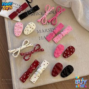 กิ๊บติดผมเด็ก สต็อกพร้อม กิ๊บหน้าม้าด้านข้างหวาน กิ๊บปากเป็ด เครื่องประดับผม กิ๊บติดผมวงรี กุทัณฑ์ลายจุด ดีไซน์สวยขั้นสูง ราคาไม่แพง หรูหรา สำหรับผู้หญิง ปี 2025