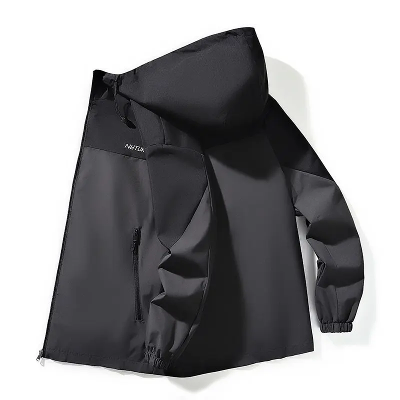 Coat Men's Spring and Autumn Jacket Versatile Casual Fashion Hooded Trend Windbreaker Handsome Young Man Raccoon Men's Thin