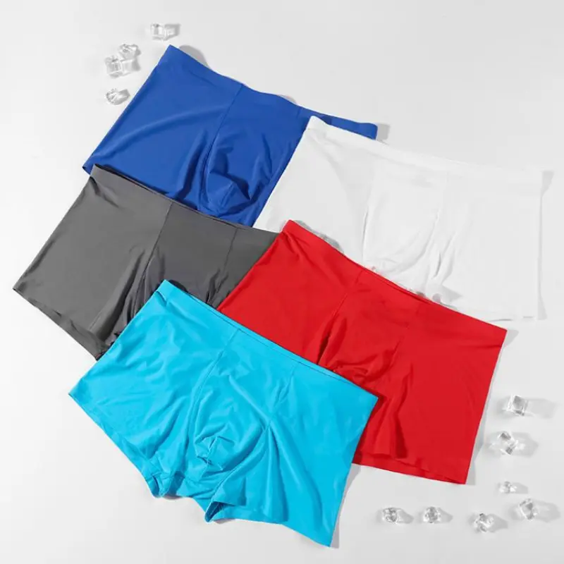 Quần Boxer Nam, Thiết Kế Trơn Cơ Bản, Vải Nylon Mềm, Thoải Mái, Thích Hợp Mặc Hàng Ngày, Đồ Lót Cho Nam 1