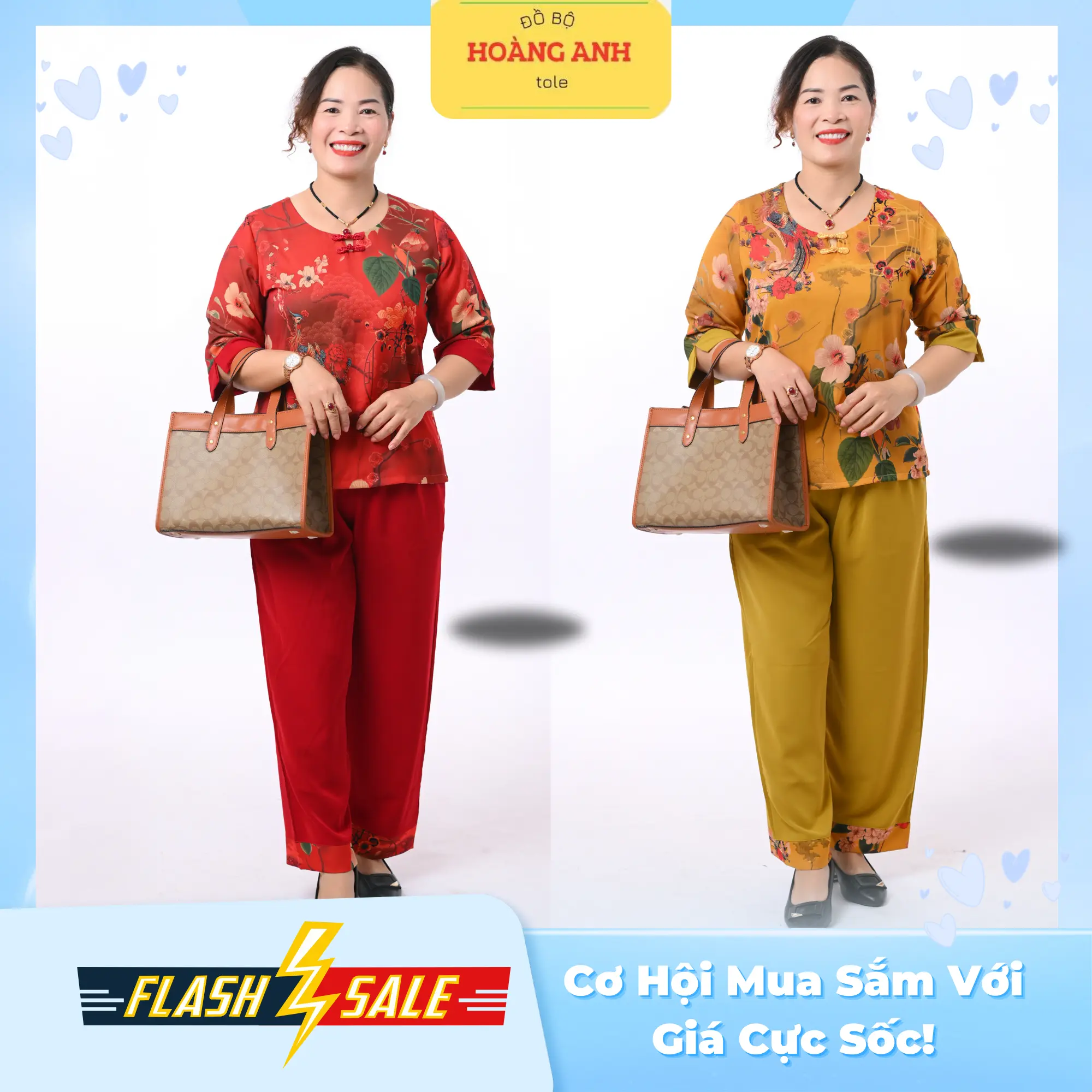 (DÀI TAY LỠ - 02) đồ bộ LỤA TƠ TẰM in hoa lá  cao cấp BIG SIZE cho mẹ và bà tay lỡ, quần ống rộng, mềm mại , mịn mát Voi Ong Women Nữ dobo Áo Sen Top đobo tang me