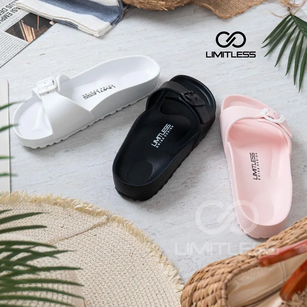 Limitless -  Sandal 1 Strap Wanita Anti Licin Ringan DIpakai Dirumah Ringan Sendal Cewek Santai  Karet Karet Karet