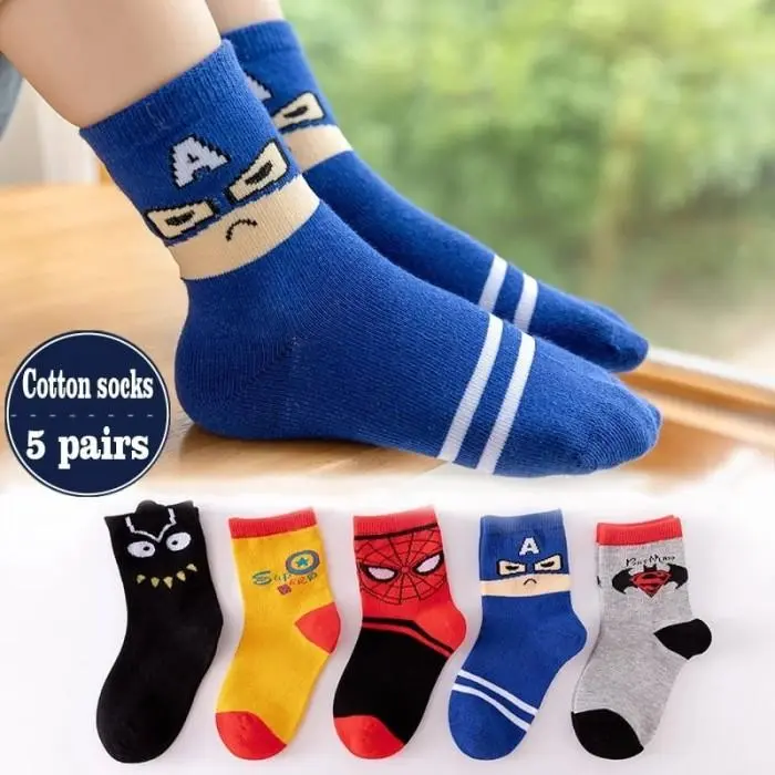 Kaos Kaki Anak Karakter Superhero 1 Set isi 5 Pasang