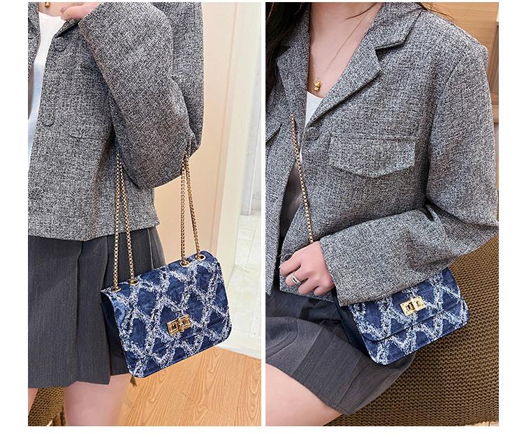 Product Introduction of 2024 New Fashion Women's Bag Trendy Denim Small Square Bag Single Shoulder Crossbody Chain Lock Buckle Ladies Bag 10