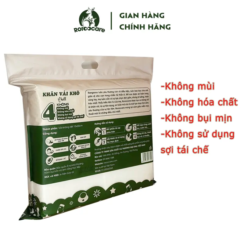 Khăn Vải Khô Roroocare 300G Không bụi mịn, mềm mịn thông thoáng  An Toàn Tiện Lợi Cho Bé Vân kim cương 3D 2