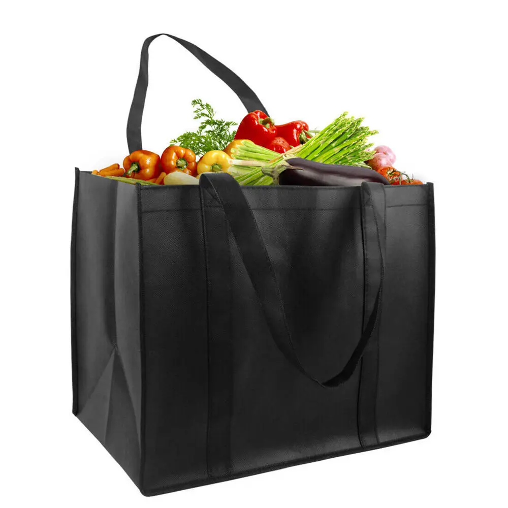 Foldable Bag Shopping Bags Grocery Bag Non-woven fabric 41*33*26cm Heavy Duty Black Shopping Bag Reusable for for Shopping for Home Use