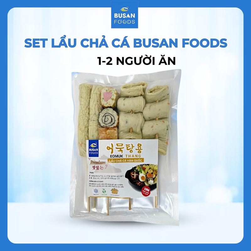 (KHÔNG GIAO MIỀN BẮC) Lẩu Chả Cá Hàn Quốc Set 1 - 2 Người BUSAN FOODS - Gồm Chả Cá Busan Tổng Hợp Xiên Sẵn Cùng Gói Gia Vị Nêm Lẩu, Lẩu Chả Cá Busan Foods, Lẩu Hải Sản Chả Cá Xien Que