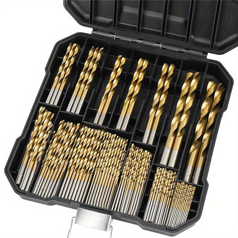 Titanium Twist Drill Bit Set, 135° Tip High Speed Steel Bit Kit, 1.5-10mm Woodworking Drill Bit Set with Storage Box, Suitable for Wood Plastic Fiberglass, Heavy Duty, Hardware, Industrial 4