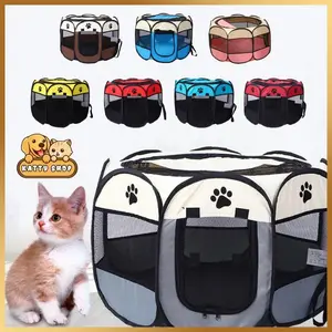 Kamar hewan peliharaan kucing Pagar Tenda Lipat Portabel Dengan 8 Panel Untuk Kucing Anjing Lipat Portable Tempat Tidur Kitten Puppy tempat tidur kucing