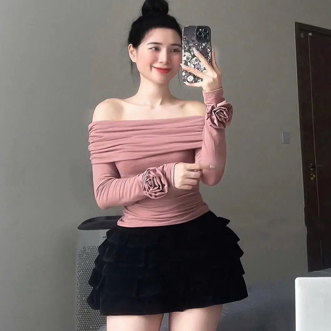 Dung Anh - Chân Váy Nhung Xoè Tầng có quần chun hàng đẹp lót dày  Nữ Women