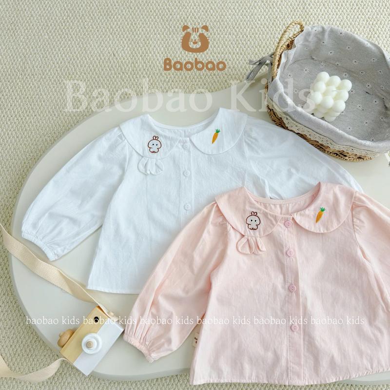  BAOBAO-HÀNG SẴN  ÁO SƠMI DÀI TAY BỒNG CỔ PETER PAN TAI THỎ XINH XẮN DỄ THƯƠNG CHO BÉ GÁI - MZ9045 