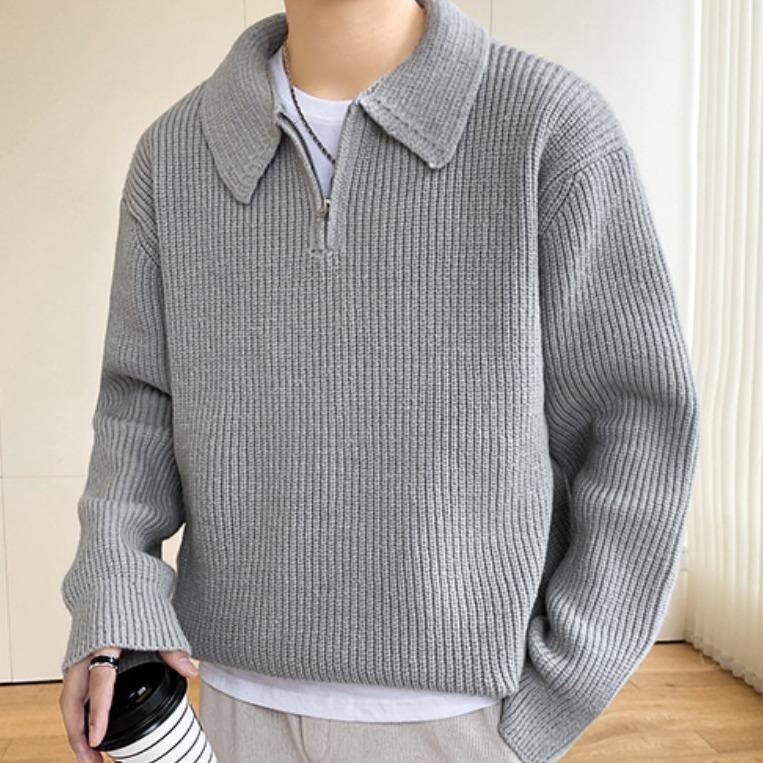 Áo sweater len nam chui đầu có khoá kéo nửa  AL38 M.RO mặc thường ngày mùa thu đông Mrhero
