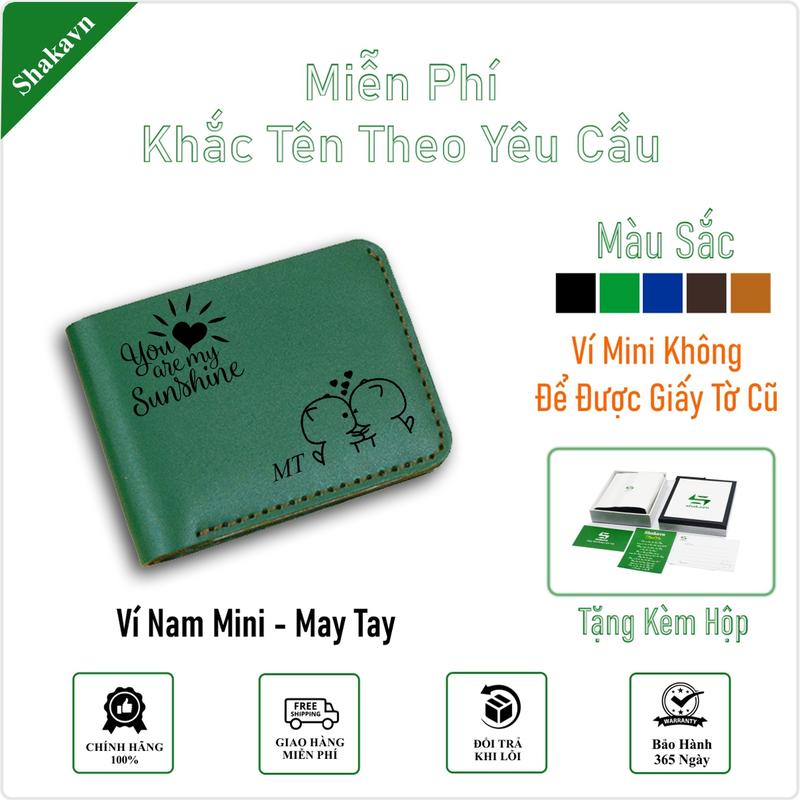 VÍ NAM CAO CẤP DA BÒ KHẮC TÊN THEO YÊU CẦU QUÀ TẶNG NGƯỜI YÊU BỐ CHỒNG ĐẲNG CẤP SHAKAVN