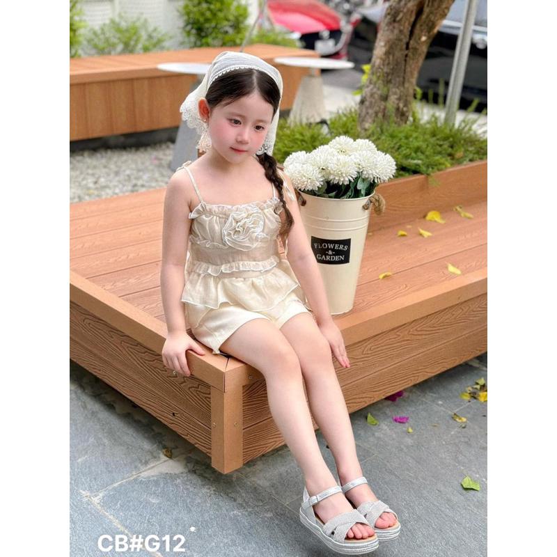 Set áo dây baby doll G12 kèm quần và khăn tam giác cho bé gái