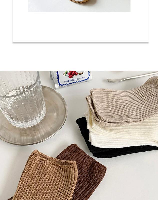Product Introduction of 1Pcs New Female Japanese Socks Solid Color Women's Casual Cotton Cute Socks Autumn Simple Women's Medium Length Socks 4
