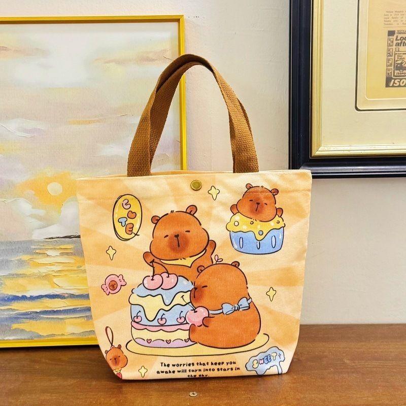 Túi Bucket Vải Bố Capybara, Năm 2025, Thích Hợp Cho Sinh Nhật Bé Gái, Túi Ăn Trưa, Túi Cầm Tay Nhỏ Túi Tote Cầm Tay Dễ Thương, Kapibala, Được Xếp Hạng 93% Tích Cực 7