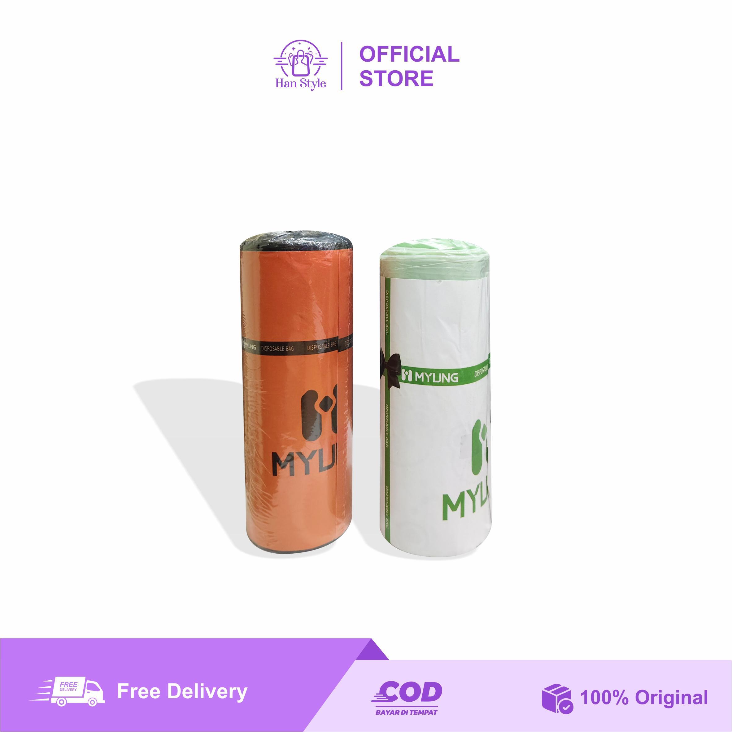 [HS] Kantong Plastik Sampah Tali Serut Hitam Dan Putih Ukuran 40x50 Cm Isi 30 Pcs Premium Drawstring Trash Bag