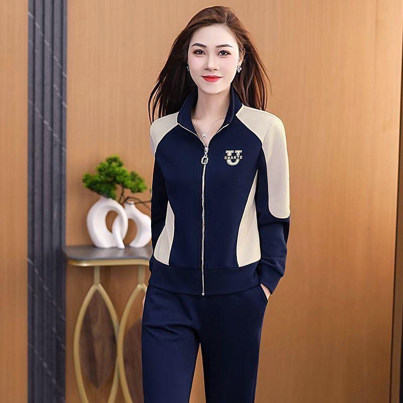 Bộ Đồ Thể Thao Cho Nữ, Bộ Sưu Tập Mới Cho Mùa Xuân Và Mùa Thu Năm 2024, Thời Trang Và Phong Cách, Với Màu Tương Phản Và Chắp Vá, Thích Hợp Để Chạy Bộ, Áo Nỉ Thường Ngày Bộ Hai Mảnh 5