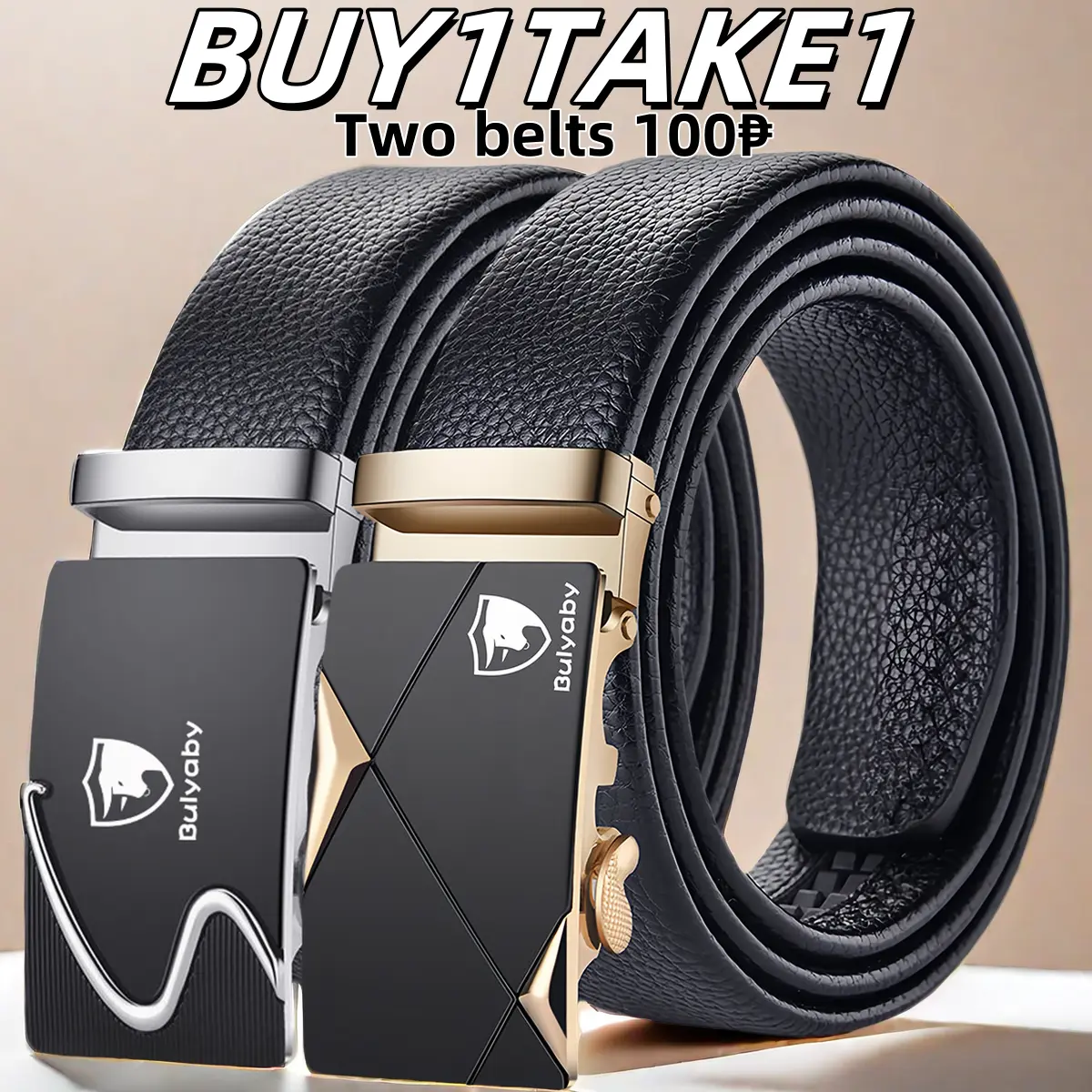 [COD] Men's belt automatic buckle wear-resistant belt  black belt belt Two belts 100₱