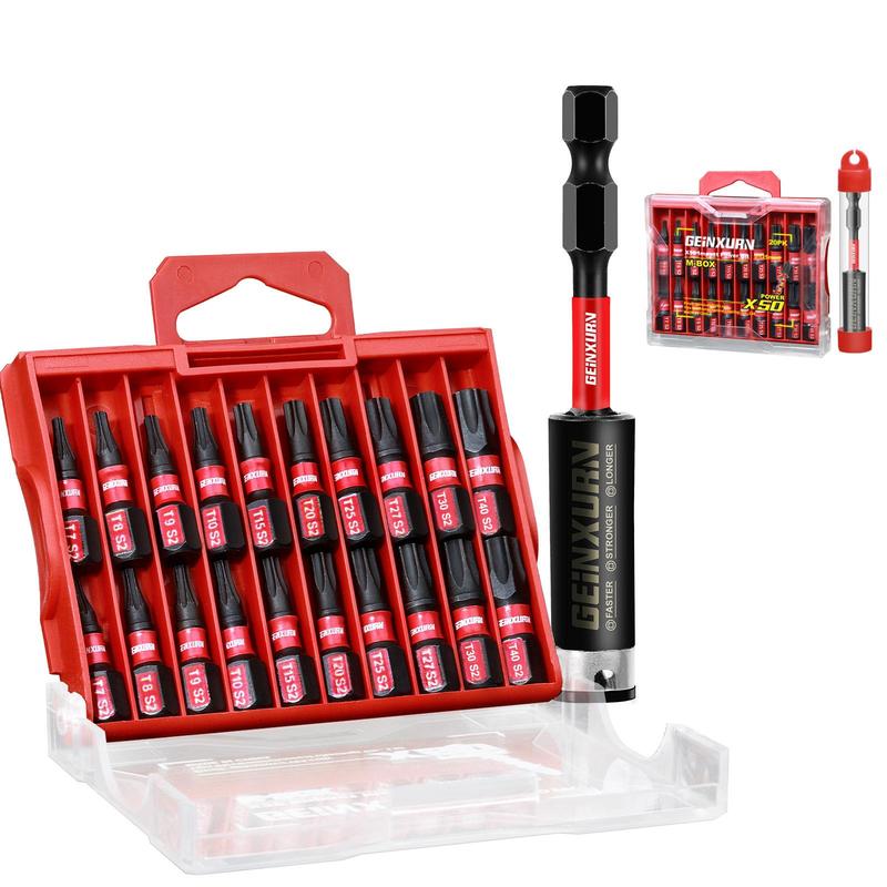 Impact Tough Magnetic Screwdriver Bit Set, 20pcs Torx Head Power Bits & 1 Count 3-Inch Extension Rod, S2 Alloy Steel Star Bits with Storage Box 0