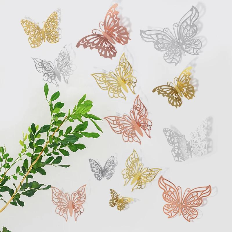 Product Introduction of 12/24/48pcs 3D Butterfly Wall Decor Wall Sticker, Gold Butterfly Decorations for Butterfly Birthday Party Cake Room Decorations 6