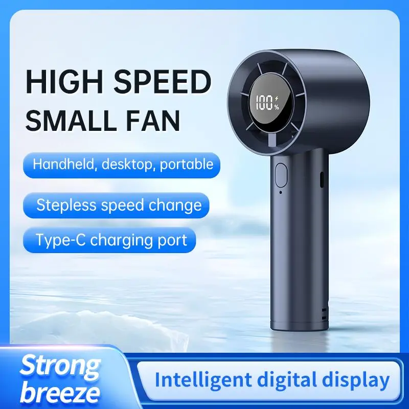 Portable Handheld Fan, 100 Speed Wind Control Rechargeable Fan with Digital Display, Suitable for Indoor and Outdoor Use, Summer Must-have 5