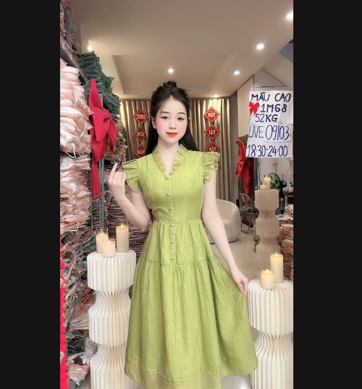 (K38) Đầm tơ thiết kế tay bèo cách điệu form xoè đẹp đầm xinh nhẹ nhàng đầm đi tiệc đi làm đi chơi by Thương Lê K38 7