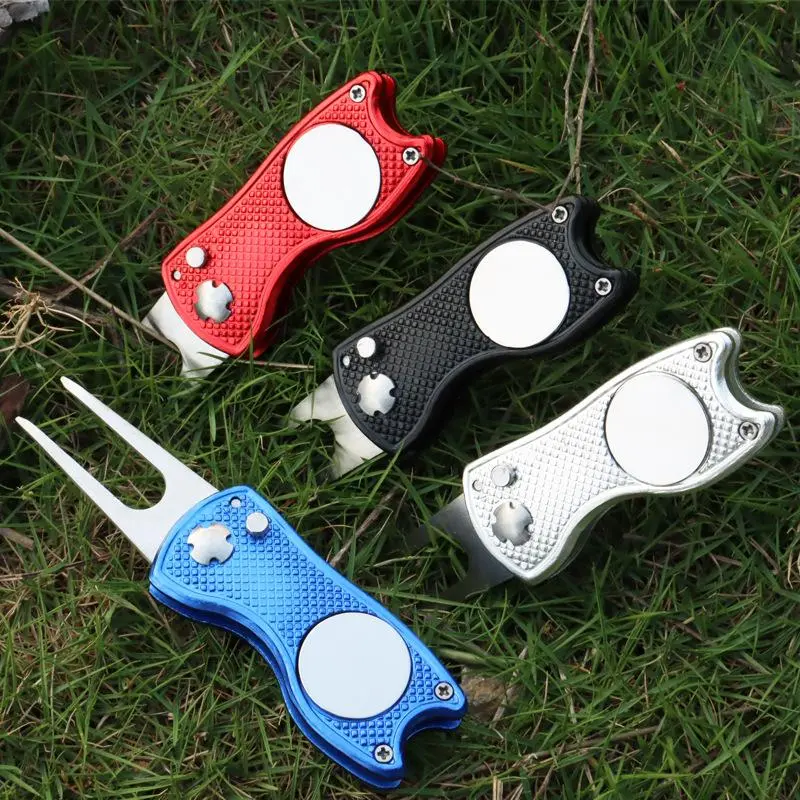 Folding Golf Tool, 1 Count Portable Golf Grass Repair Tool with Textured Handle, Durable Golf Accessories for Men & Women