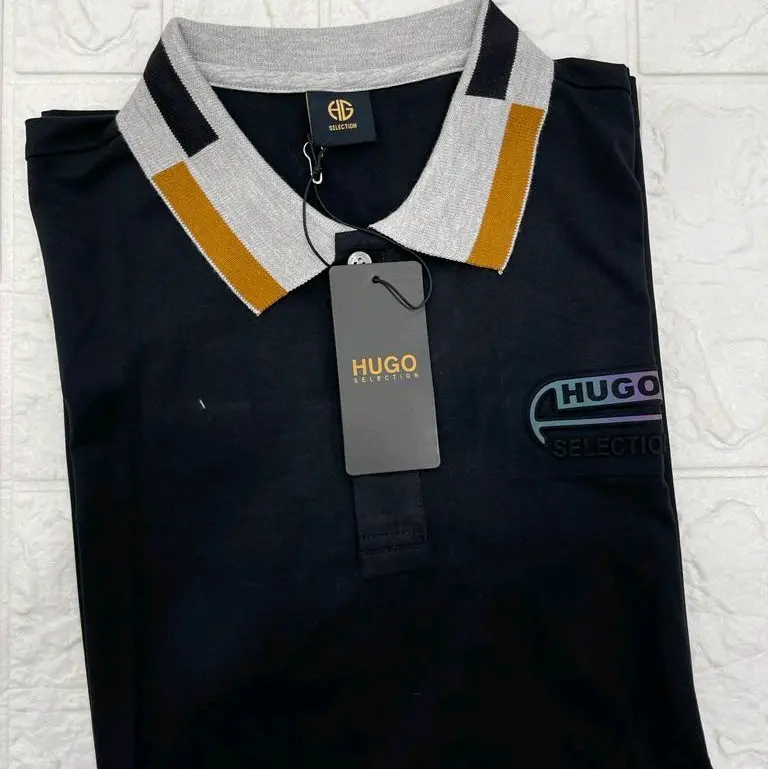 Hugo Selection Baju Cowok Polo Maroon Pendek Dewasa Kaos Krah Spandek Sejuk Nyaman Ori 100% Size M L XL - Pria 1