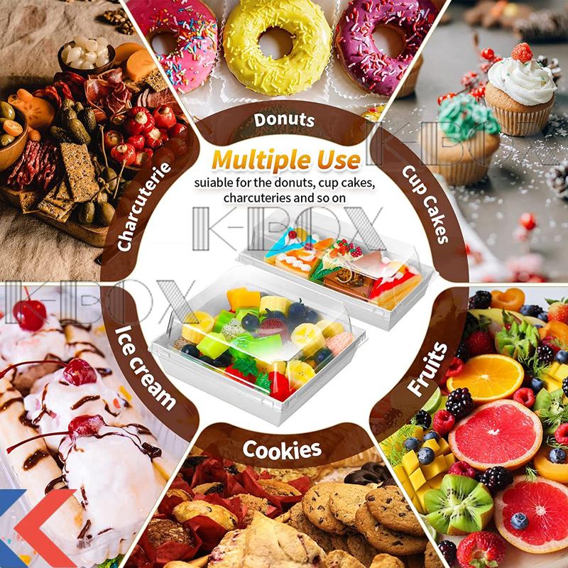 Product Introduction of 10PCS Square Cake Sandwich Box Square Kraft Box Transparent Pastry Box Packaging Baking Gift Box 47