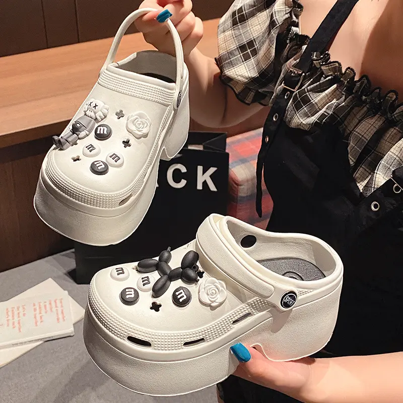 Dép Sandal Nữ Đế Cao 7cm Đính Kèm Sticker Dễ Thương - Depnuhottrend 2023 - DéP, Shoes 0