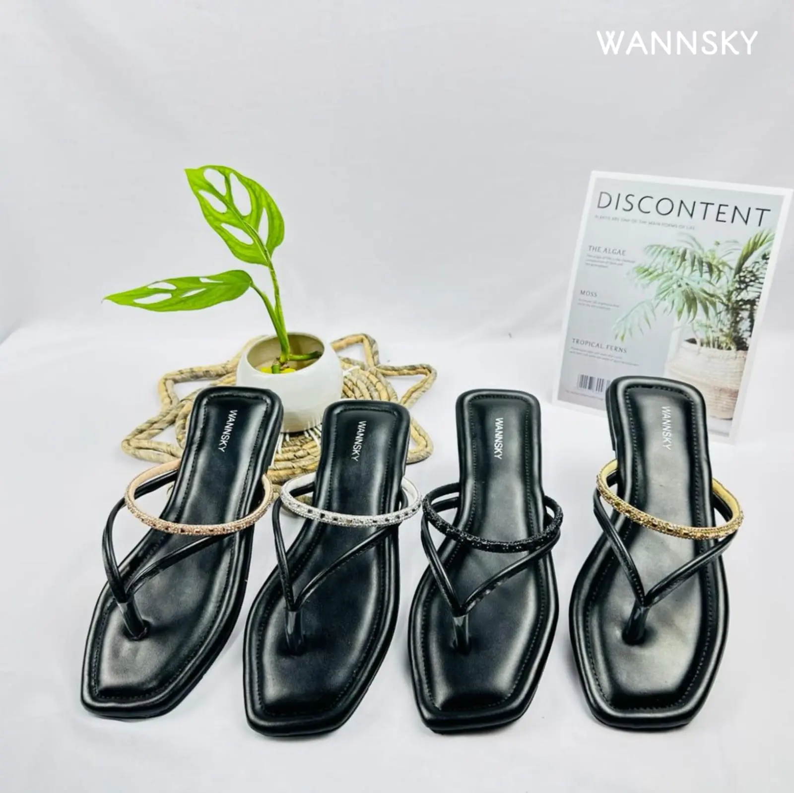 WANNSKY YUK - Sandal Flat || RENA || Sandal Wanita Terbaru / Sandal Wanita Kekinian Karet Hitam