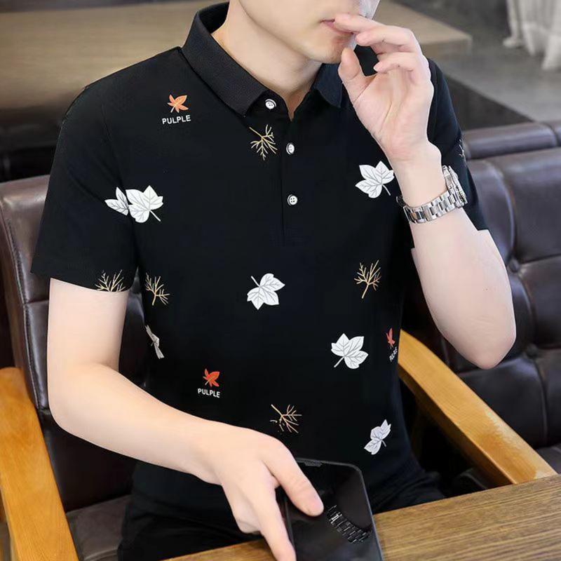 Product Introduction of Pure Cotton Summer New Men's Short-sleeved T-shirt Casual POLO Shirt with Versatile Lapel Short-sleeved Top acid  wash 9
