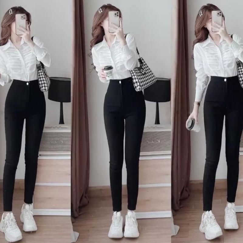 Quần Legging nữ cạp cao 4 túi có cúc 1 khuy khóa kéo nâng hông tôn vòng V3 co giãn - Quần Tregging nữ trơn ôm bó body đi học công sở chơi du lịch thể thao nhà ngủ đều được ạ Umi Voi