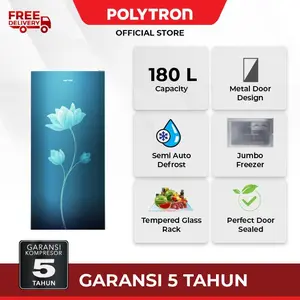 POLYTRON Kulkas 1 Pintu Beauty metal door 180 liter PRB 189B - biru