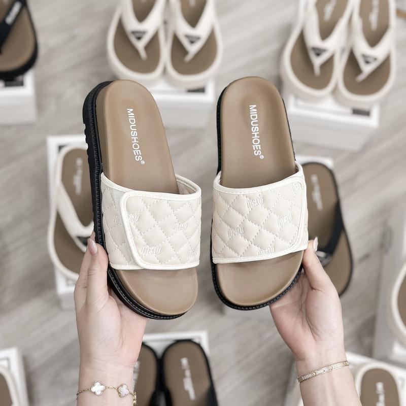 Dép MIDU YIFU Quai Dán Thêu Cao Cấp, Dép Đế Cao Su Êm Nhẹ 3 Phân 3 Màu