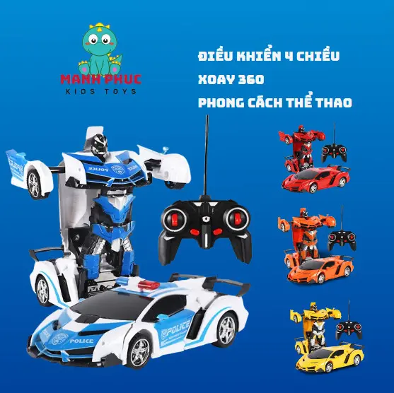 ô tô điều khiển biến hình robot, (Tặng Kèm Pin) ô tô điều khiển từ xa, đồ chơi giúp bé, khéo léo, thông minh và linh động hơn.