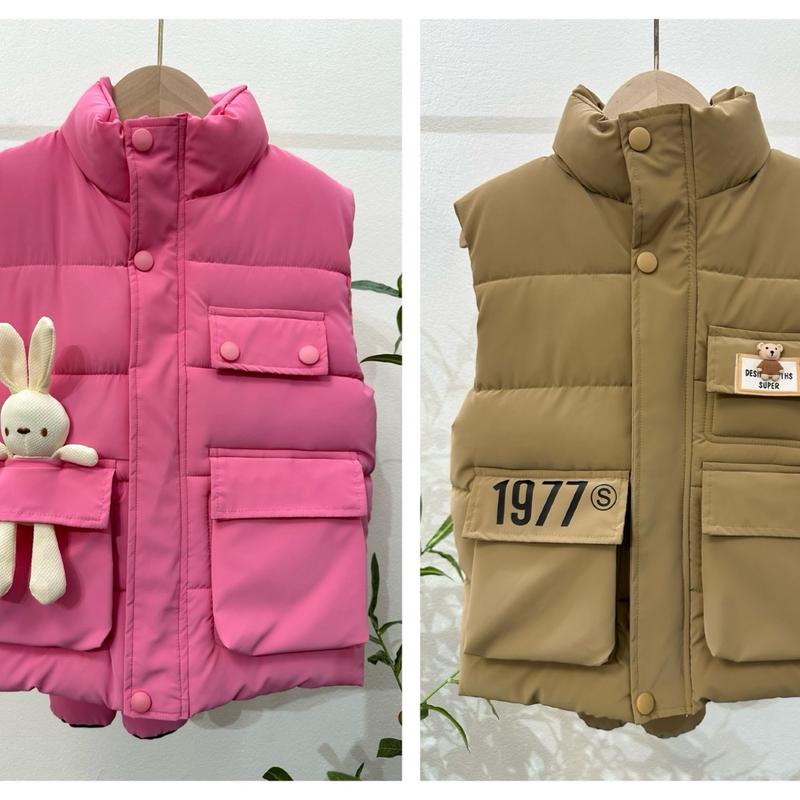 [9-30kg] Gile phao nhung lì LÓT LÔNG bé trai, bé gái, thiết kế có túi hộp hai bên, chất liệu phao 3 lớp dày dặn, mẫu mới nhất 2024.