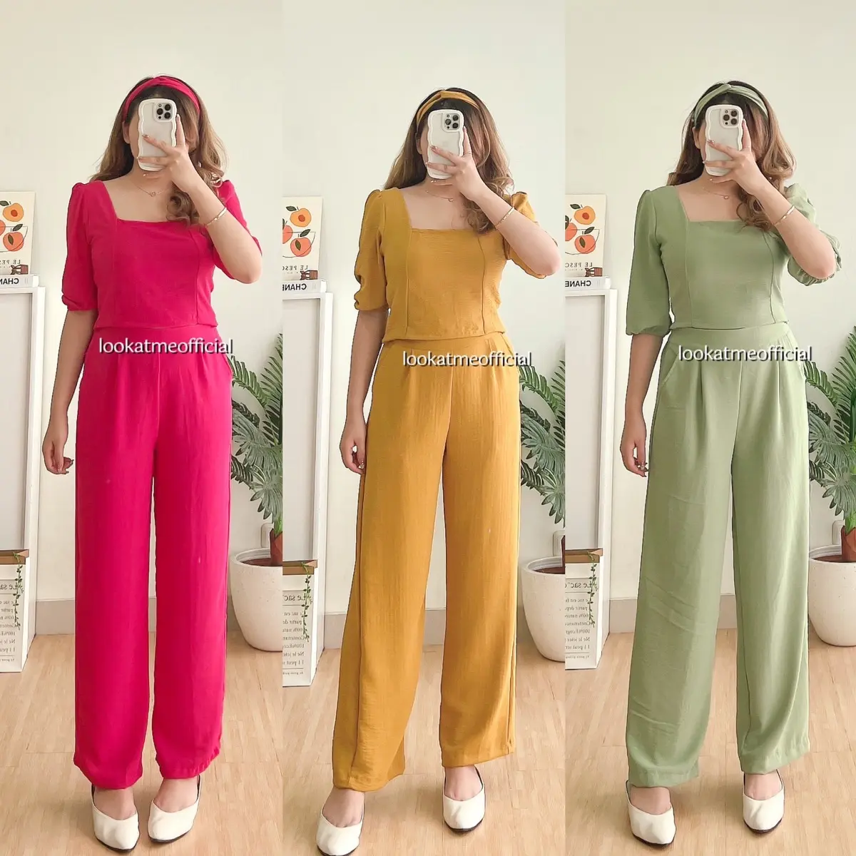 Moana Set Wanita Atasan dan Kulot Bahan Crinkle Free Bando Baju Bawahan Panjang Top Celana Airflow