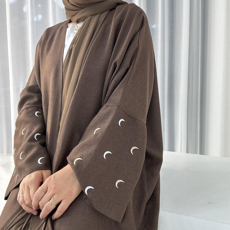 Product Introduction of Muslim 2025 Dubai Middle East Turkey Embroidery Elegant Cardigan Dress Robe Breathable Sunscreen 16