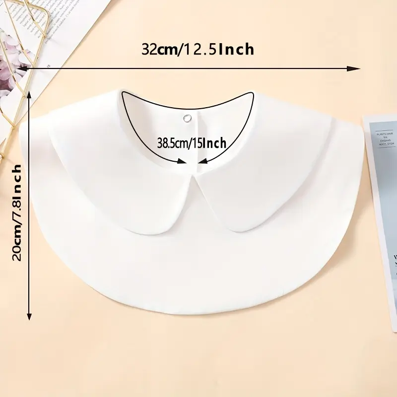 1pc Women's Black and White Collar Faux Collar, 100% Polyester Woven Shoulder-Style Detachable False Collar for Daily Wear, Round Neck 5