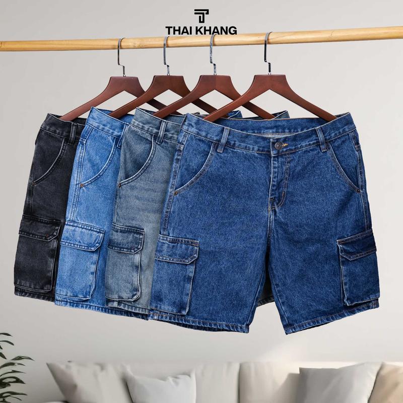 Quần short jean nam Thái Khang loại quần jean túi hộp dành cho nam trung niên chất dày dặn QUAN03 Menswear Pants Có Túi