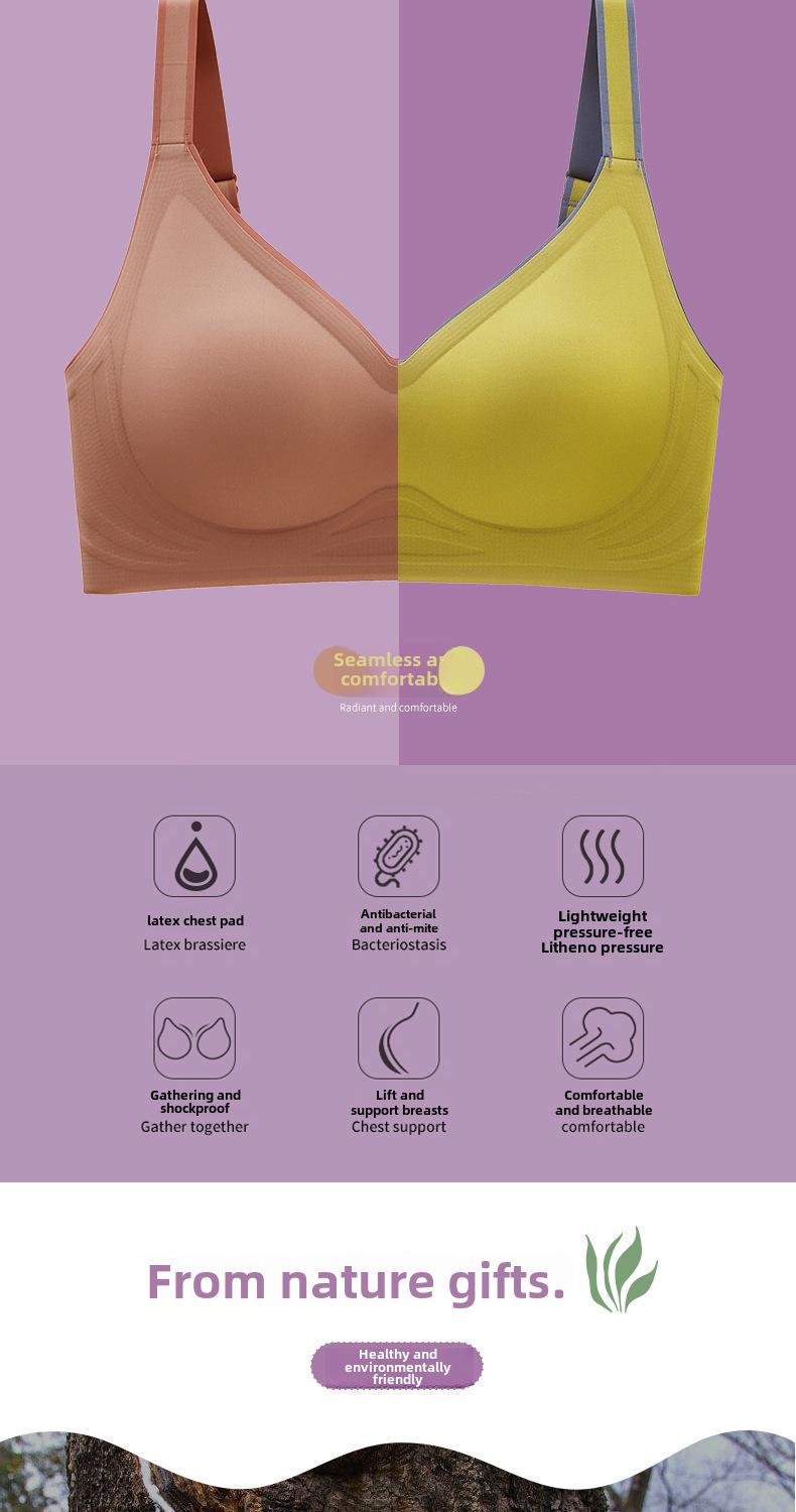 Product Introduction of Color Block Gradient Seamless Bra for Women Small Chest Push-Up Latex Adjustable Wireless Sports Bra skims  bra 5