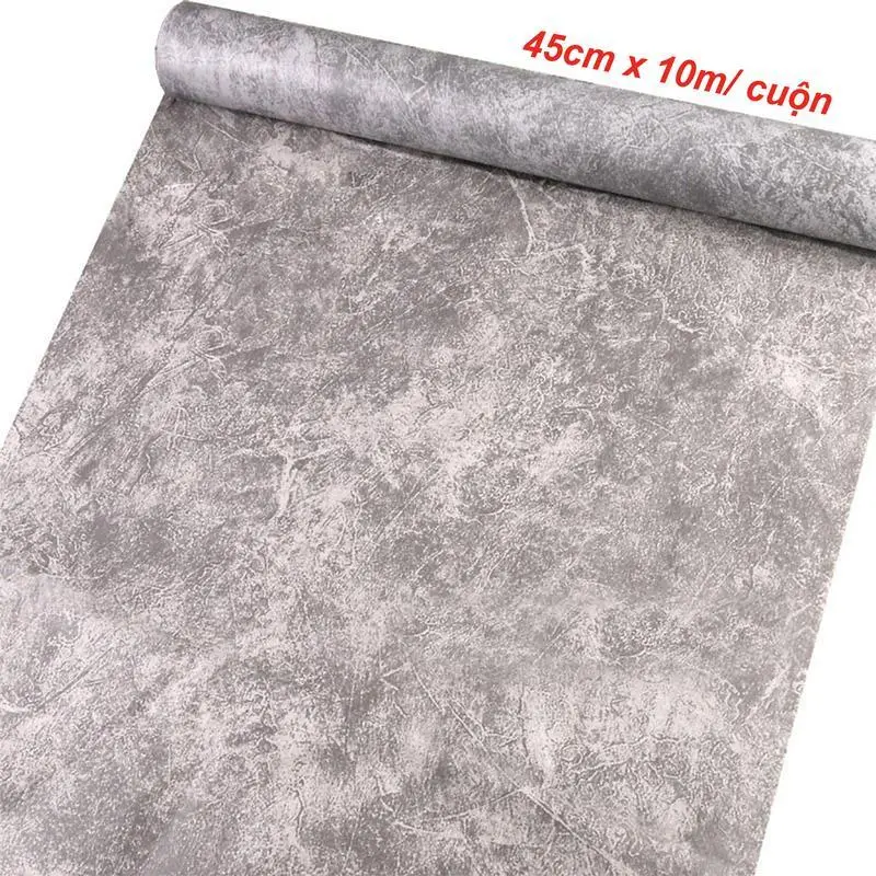 Giấy dán tường xi măng 45cmx10m có sẵn keo - chống thấm nước rất tốt, Siêu đẹp và dễ dán