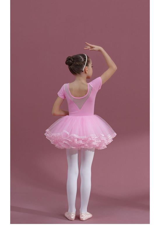 Product Introduction of KID'S cherry powder dancing dress girls short sleeve cotton one-piece tutu + pink skirt 11