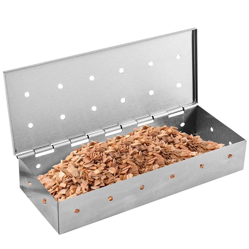 Scatola Affumicatura Per BBQ Kitchen Craft Acciaio Inox | 22,5 X 9 X 4 Cm Per Carbone E Gas