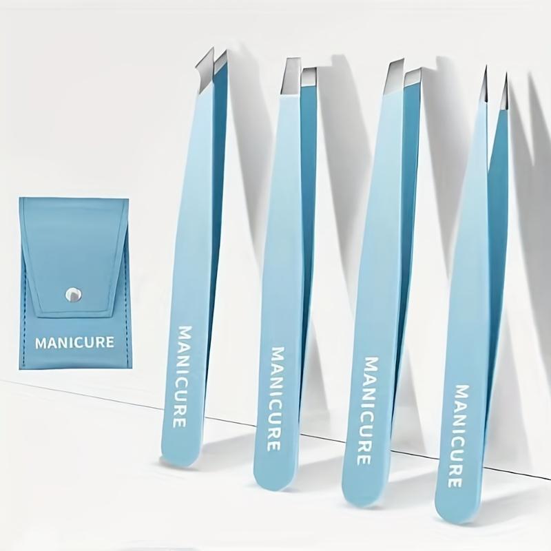 Portable Eyebrow Trimming Tool Set, 4pcs /set Stainless Steel Tweezers & Eyebrow Clips, Professional Makeup Tools for Women 5